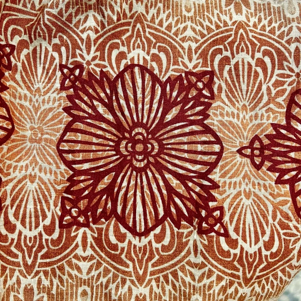 Earthy henna tattoo mandala tribal skirt 100% linen midi‎ mini pleated plus size - Picture 3 of 11